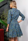 Rochie albastra din bumbac organic cu imprimeu