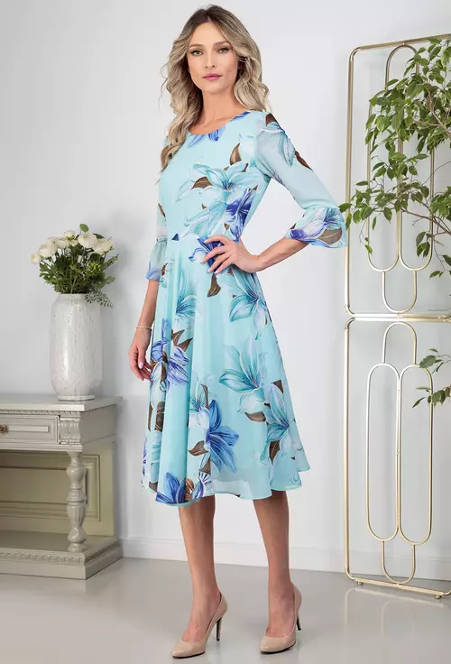 Rochie bleu cu imprimeu floral