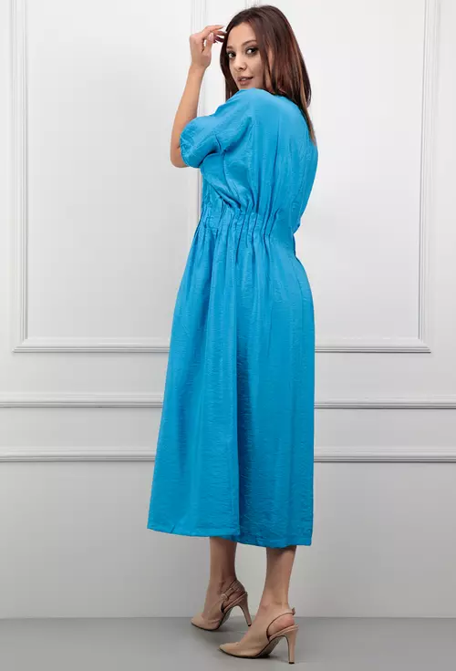 Rochie bleu cu mansete elastice