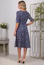 Rochie bleumarin cu imprimeu floral si buzunare