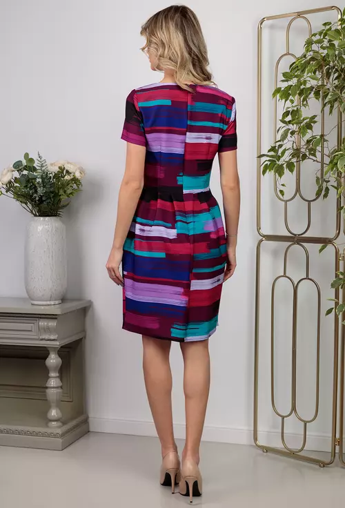 Rochie colorata accesorizata cu buzunare