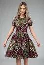 Rochie cu imprimeu floral multicolor si maneca scurta