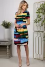 Rochie cu imprimeu multicolor accesorizata cu buzunare