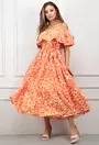 Rochie de vara ivoire cu imprimeu portocaliu
