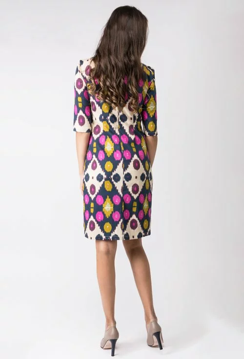 Rochie de zi cu imprimeu geometric multicolor Adelline