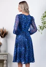 Rochie diafana albastra cu imprimeu navy