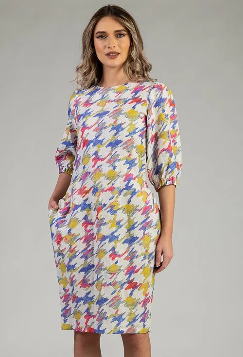 Rochie din bumbac cu imprimeu colorat