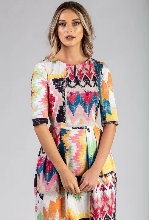 Rochie din bumbac multicolora