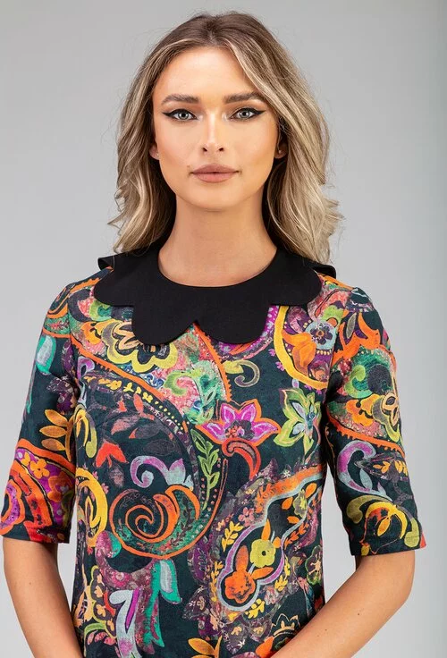 Rochie din bumbac organic cu imprimeu colorat