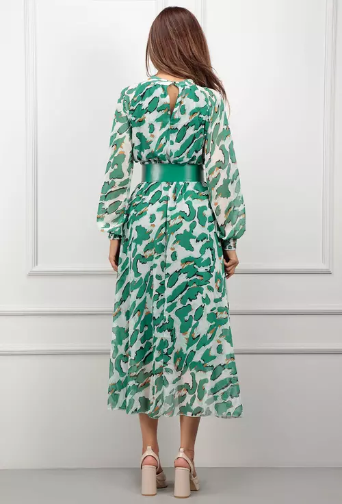 Rochie din voal cu imprimeu verde