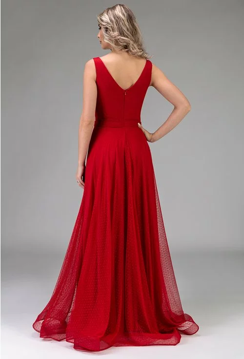 Rochie eleganta lunga rosie