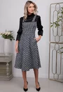 Rochie in tonuri alb-negru cu buzunare si maneci lungi