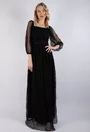 Rochie lunga neagra cu maneci transparente