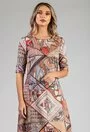 Rochie maro cu imprimeu abstract confectionata din bumbac