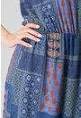 Rochie maxi albastra cu model floral multicolor Afroditta