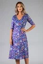 Rochie midi albastra cu imprimeu floral