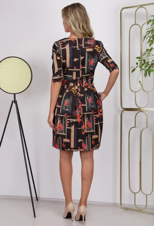 Rochie multicolora accesorizata cu buzunare