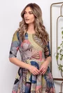 Rochie multicolora cu buzunare si imprimeu abstract