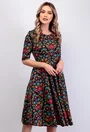 Rochie multicolora cu buzunare si imprimeu floral
