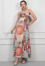 Rochie multicolora cu decolteu drapat