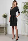 Rochie neagra cu detalii albe si buzunare