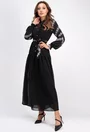 Rochie neagra cu nasturi si imprimeu