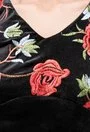 Rochie neagra din catifea cu broderie florala colorata Katia