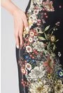 Rochie neagra din viscoza cu imprimeu floral colorat Silvie