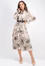 Rochie nuanta ivory cu detalii negre