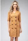 Rochie office tip sacou din bumbac nuanta camel
