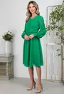 Rochie plisata verde cu insertii stralucitoare