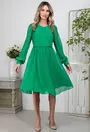 Rochie plisata verde cu insertii stralucitoare