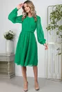 Rochie plisata verde cu insertii stralucitoare