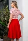 Rochie rosie cu buzunare si imprimeu floral
