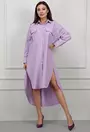 Rochie stil camasa asimetrica lila