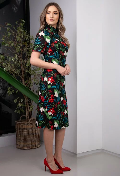 Rochie tip chimono cu imprimeu floral colorat
