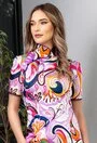 Rochie tip chimono cu imprimeu multicolor