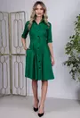 Rochie verde cu buzunare si inchidere nasturi