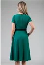 Rochie verde cu cordon negru