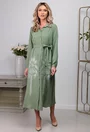 Rochie verde cu detaliu alb