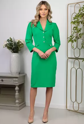 Rochie verde cu guler