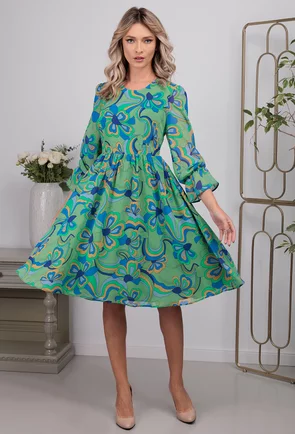 Rochie verde cu imprimeu floral