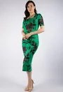 Rochie verde cu imprimeu flori mari
