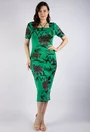 Rochie verde cu imprimeu flori mari
