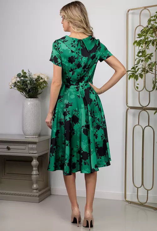 Rochie verde cu imprimeu negru