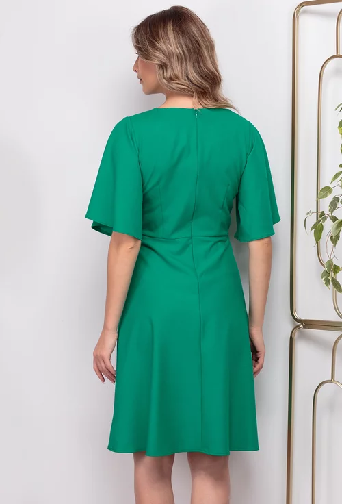 Rochie verde cu maneci stil clopot