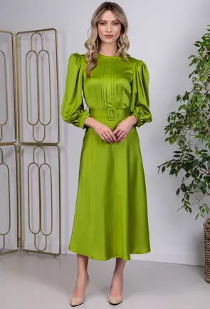Rochie verde satinata