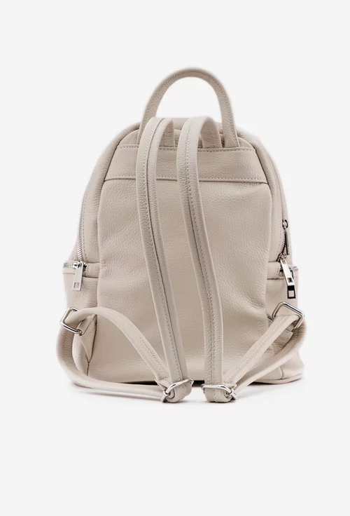 Rucsac dama bej deschis din piele cu buzunare