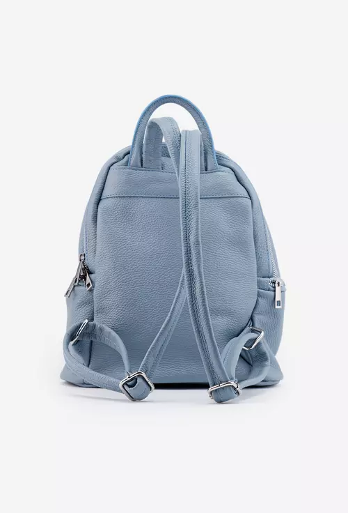 Rucsac dama bleu din piele cu buzunare