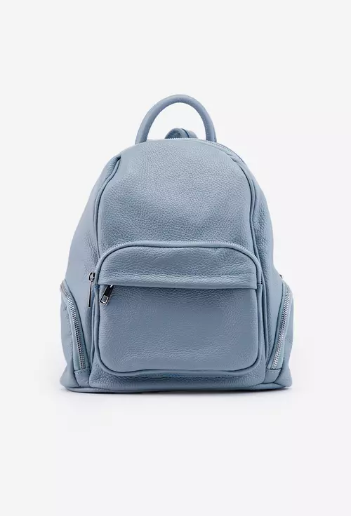 Rucsac dama bleu din piele cu buzunare